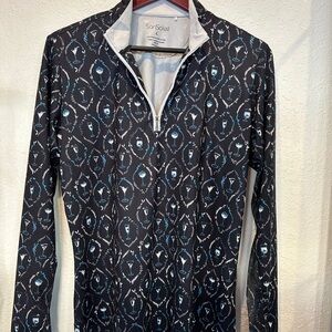 SanSoleil Women's Black and Blue Patterned Top